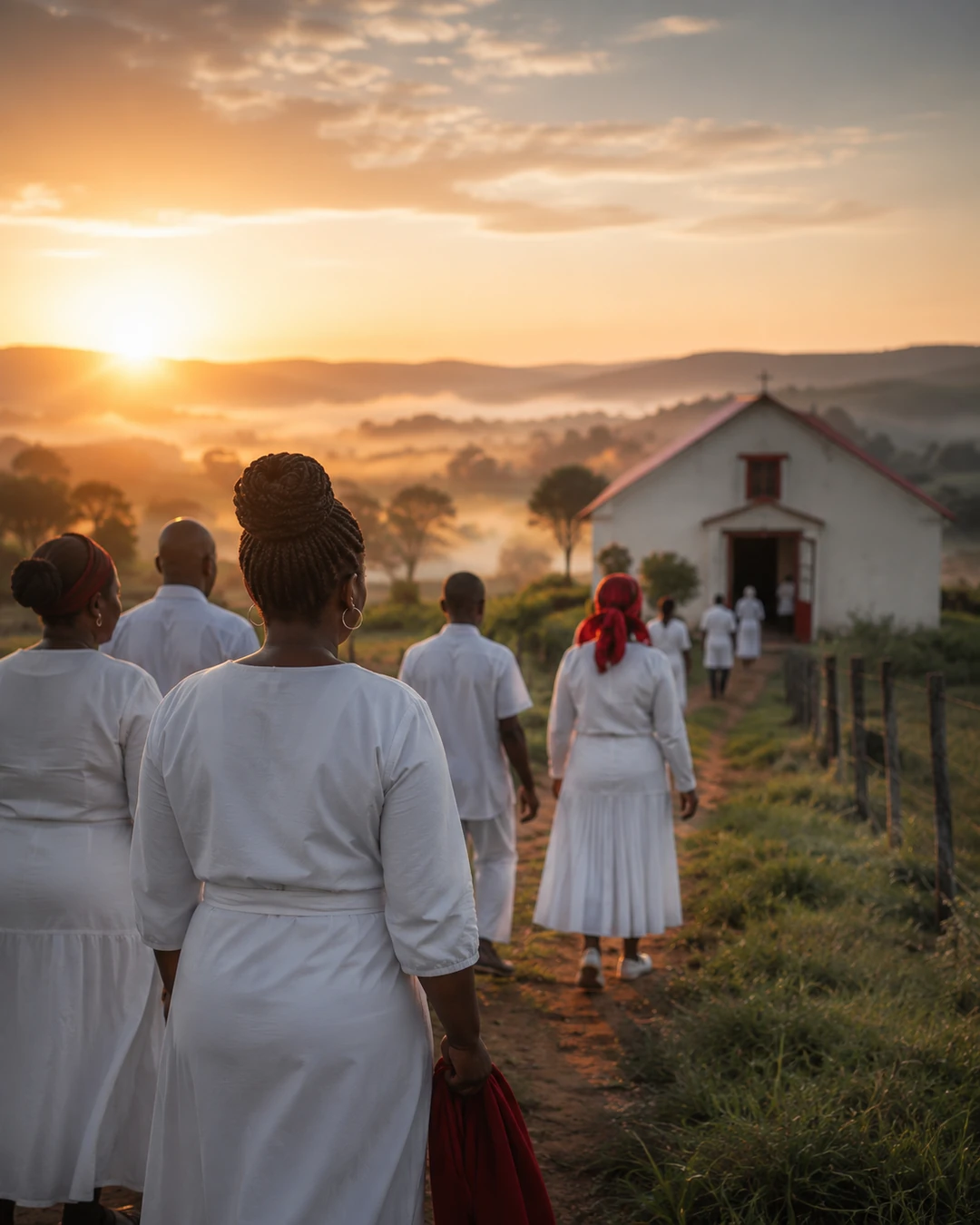 Peaceful Sunday sunrise and worship gathering representing Sekusile eZion